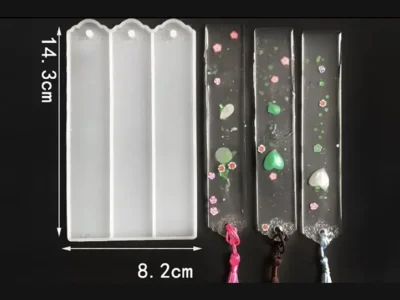 Molde silicona señaladores punta redondeada-muestra Molde de Silicona Señaladores x3 con Punta Redondeada para Resina