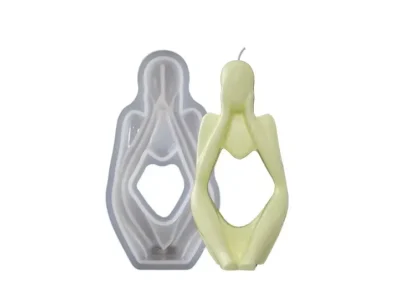 Molde silicona silueta manos en la cara Molde de Silicona Silueta Mujer Pensante con Manos en la Cara para Yeso, Cemento y Resina