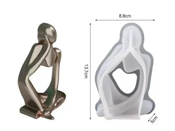 Molde de Silicona Silueta Mujer Inclinada Pensante para Yeso, Cemento y Resina