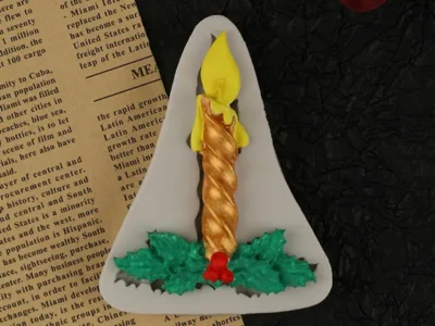 Molde silicona vela con muerdago-muestra Molde de Silicona para Vela Plana con Muérdago Navideño