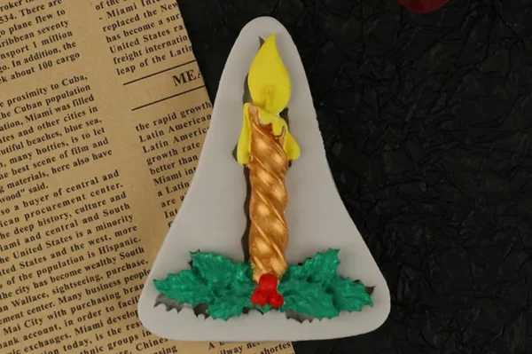 Molde de Silicona para Vela Plana con Muérdago Navideño