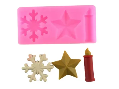 Molde silicona vela estrella y nieve Molde de Silicona para Vela Estrella y Nieve Navideña