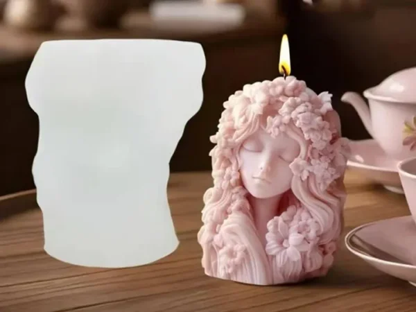 Molde de Silicona para Vela Mujer con Flores