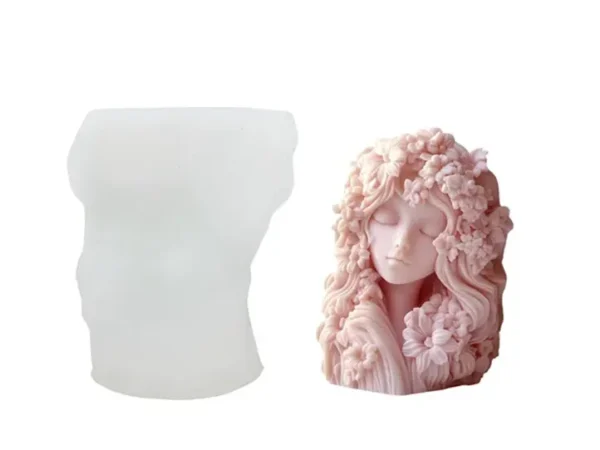Molde de Silicona para Vela Mujer con Flores