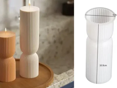 Molde silicona vela rayada larga-medidas Molde de Silicona para Vela Símil Reloj de Arena Rayado