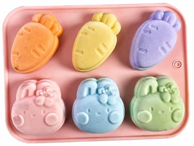 Moldes silicona 3 conejitos 3 zanahorias-MUESTRA Molde de Silicona con 3 Conejitos y 3 Zanahorias