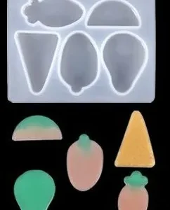 broche forma de futas Molde de Silicona para Broches de Pelo con Formas de Frutas x5 para Resina Epoxi